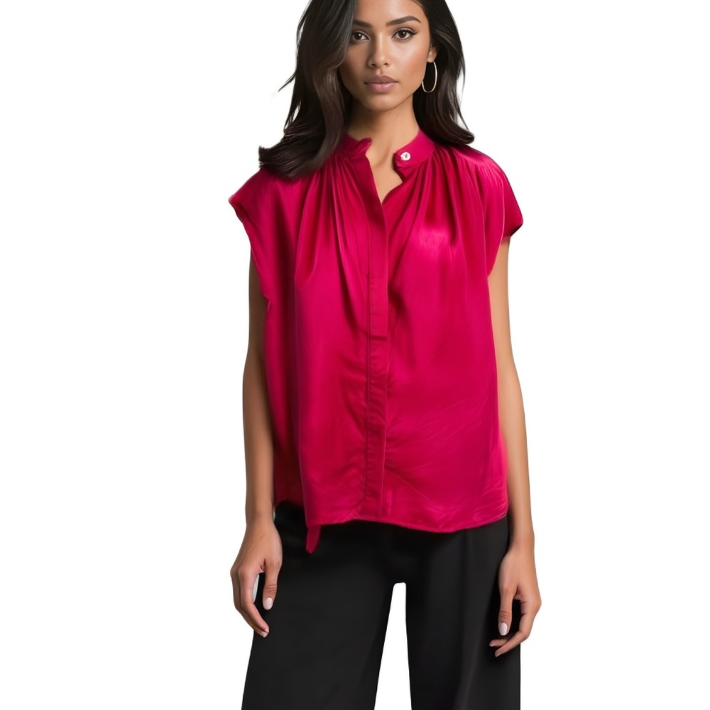 Banana Republic 100% Silk Oversized Magenta Pink Blouse - S